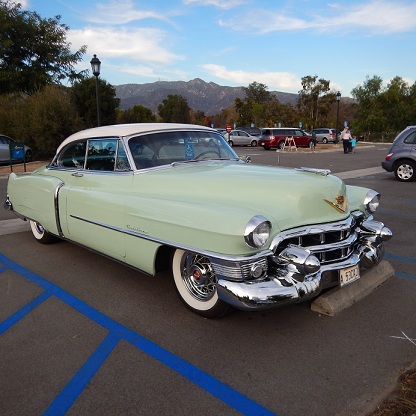 Vintage Cadillac parked at the Huntington Library and Gardens, January 7, 2015