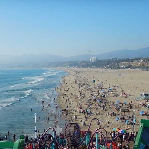 View looking towards Malibu from the top of the ferris wheel on the Santa Monica Pier, February 16, 2015
