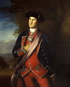Oops: George Washington had neither daughters nor sons! (1772 portrait by Charles Willson Peale).
