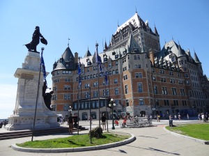 Samuel de Champlain presides over the Upper City of Quebec and the Chateau Frontenac